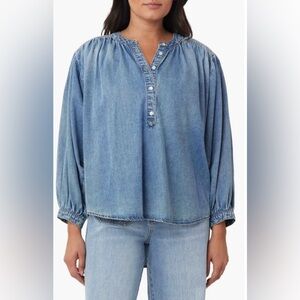 Habitual High-Low Denim Shirt Paloma Light Wash Button Top | Size M